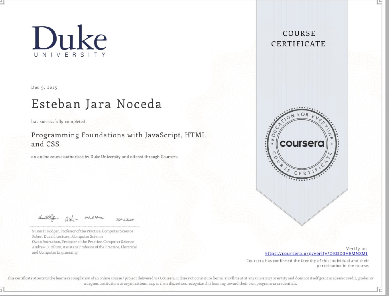 Programming Foundations Duke